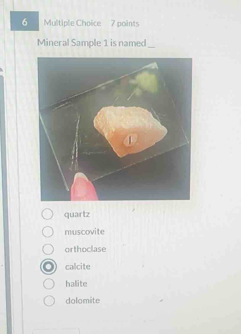 6 multiple choice 7 points mineral sample 1 is named _ quartz muscovite…