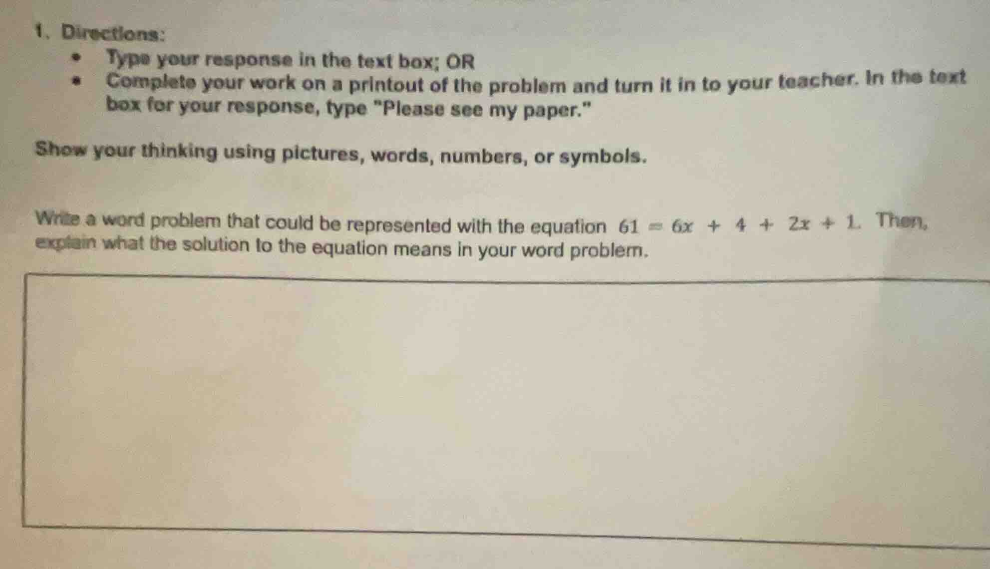 1. directions: - type your response in the text box; or - complete your…