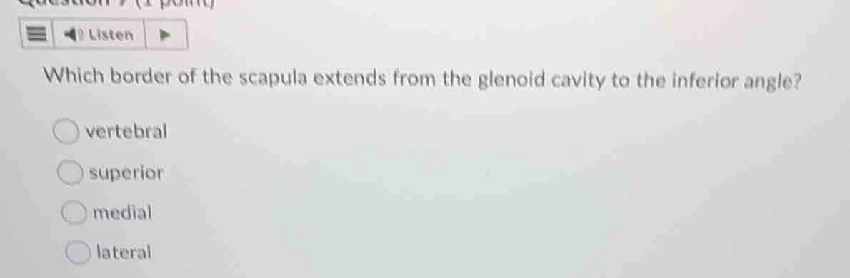 which border of the scapula extends from the glenoid cavity to the infe…