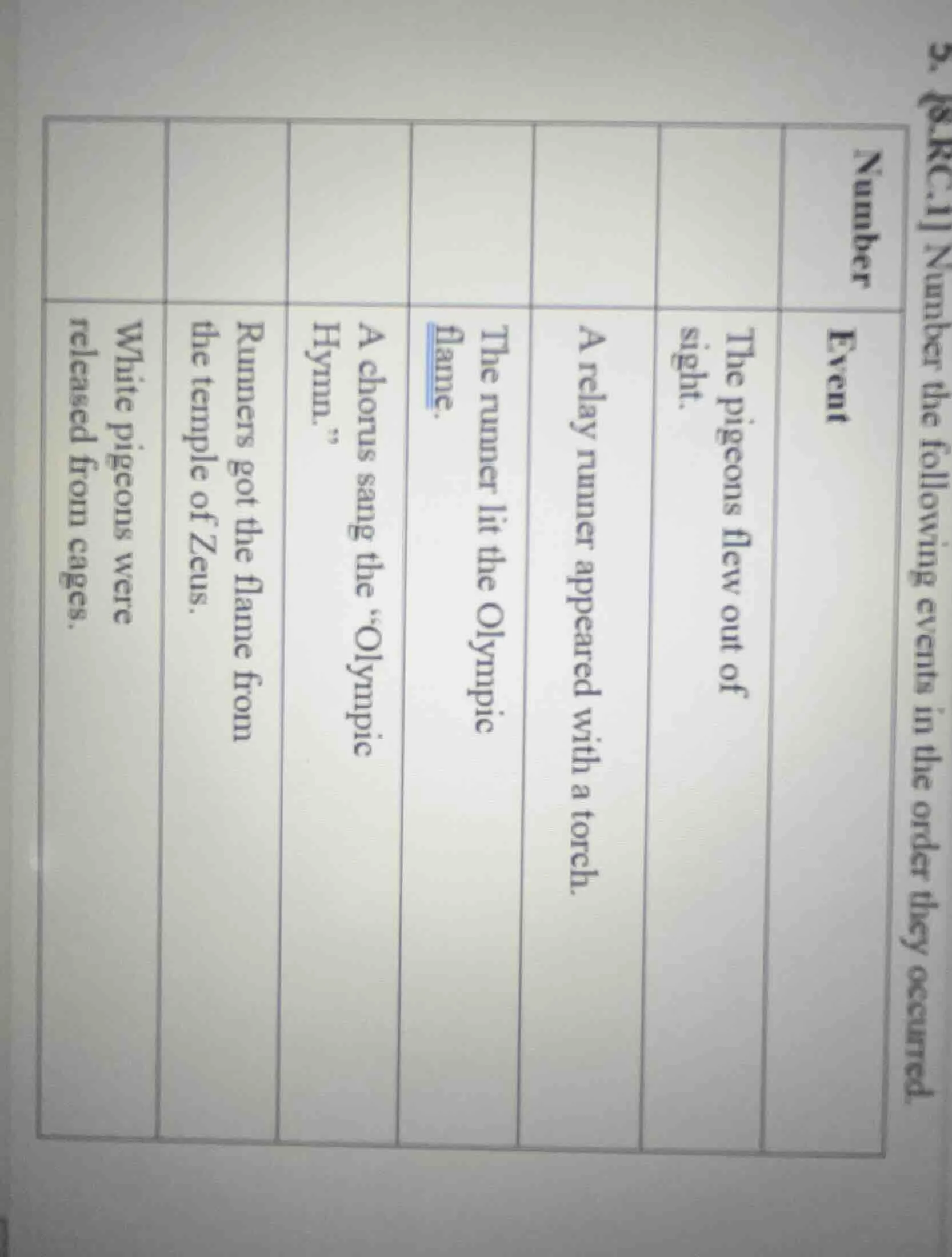 5. &rc1 number the following events in the order they occurred. | numbe…