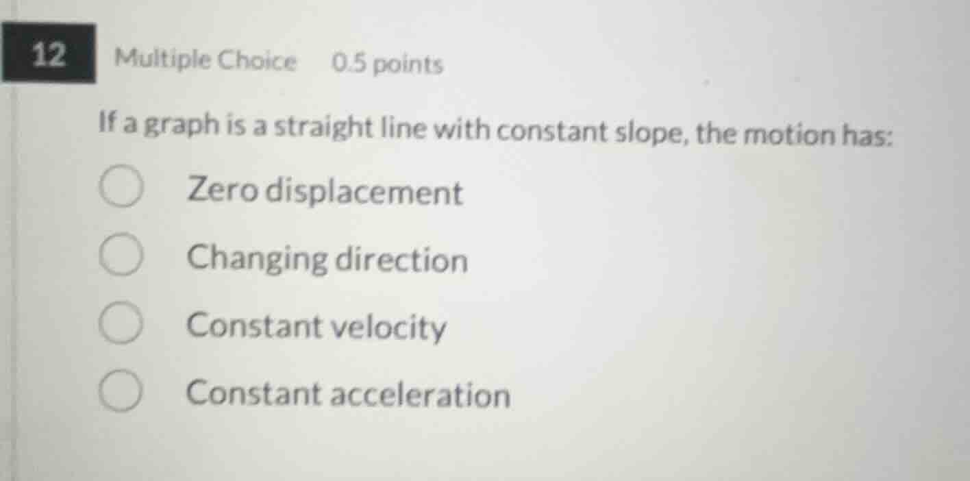 12 multiple choice 0.5 points if a graph is a straight line with consta…