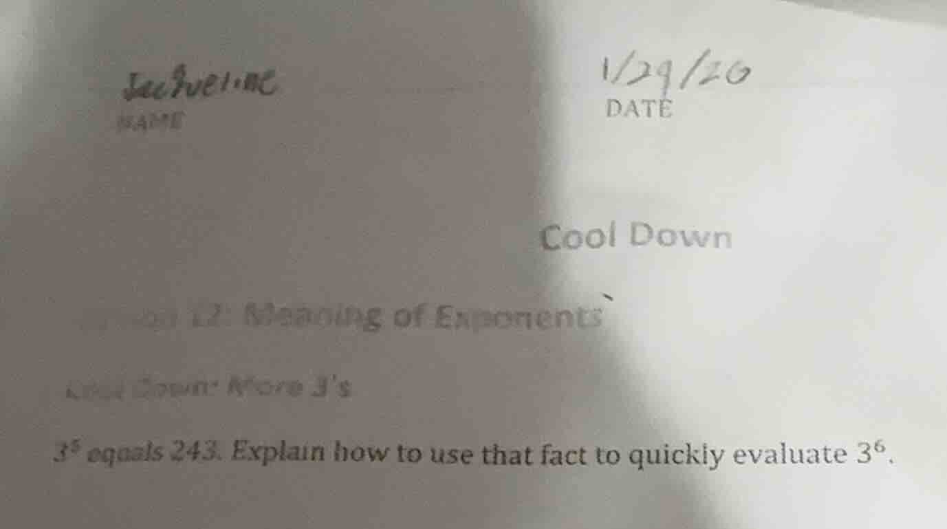 name date cool down lesson 12: meaning of exponents cool down: more 3s …