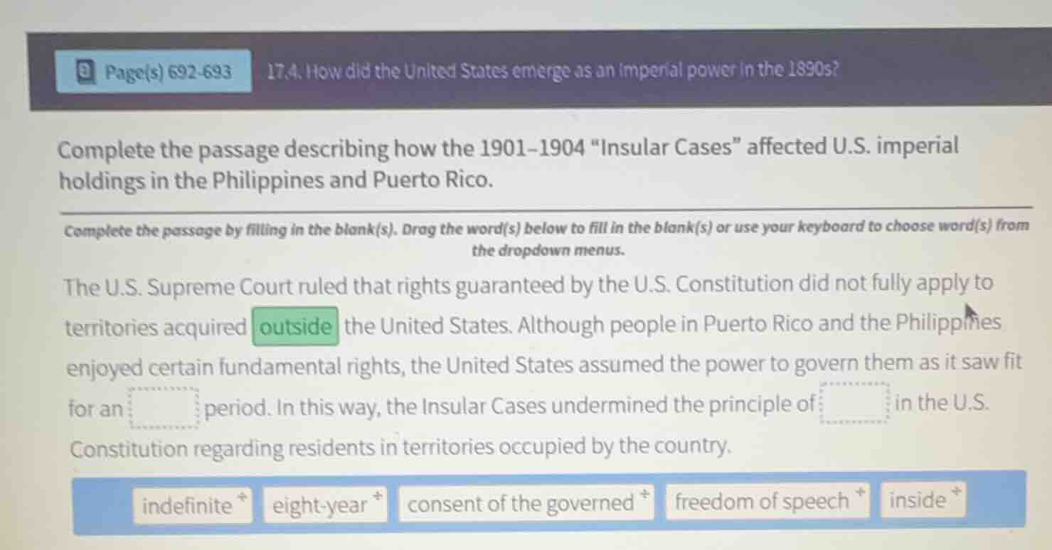 page(s) 692-693 17.4: how did the united states emerge as an imperial p…