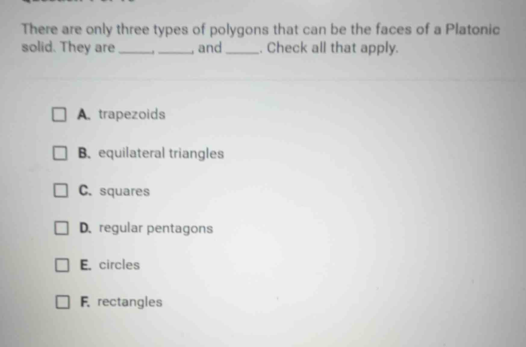 there are only three types of polygons that can be the faces of a plato…