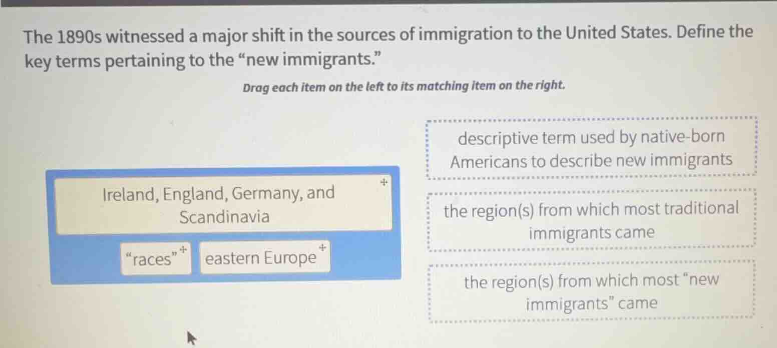 the 1890s witnessed a major shift in the sources of immigration to the …