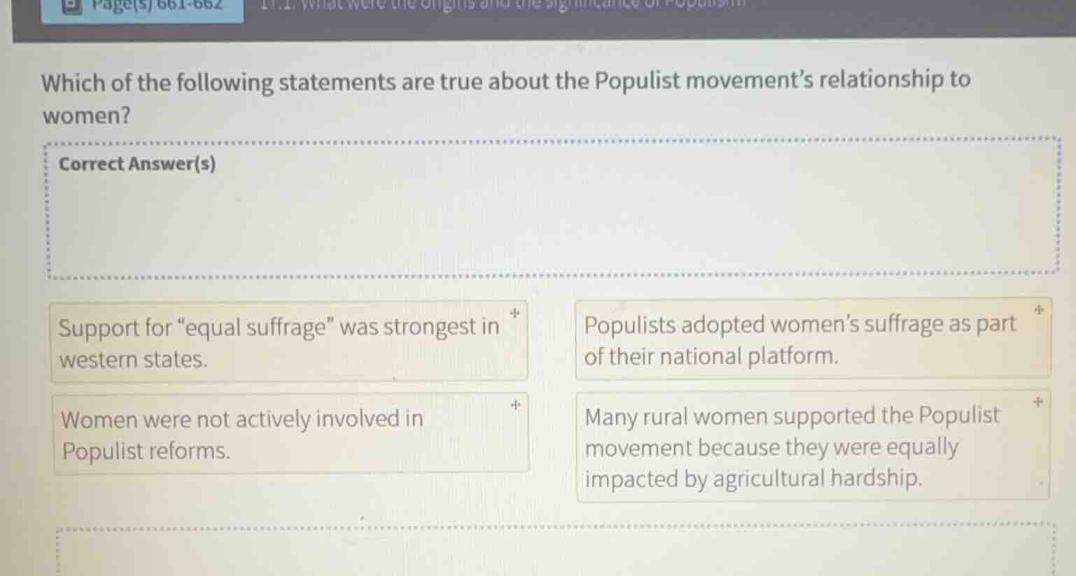 which of the following statements are true about the populist movement’…