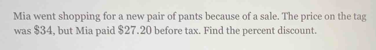 mia went shopping for a new pair of pants because of a sale. the price …