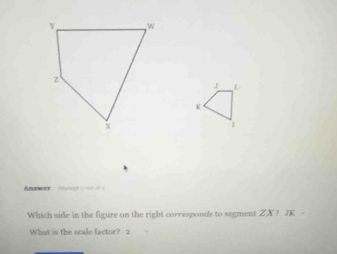 which side in the figure on the right corresponds to segment zx? jk wha…