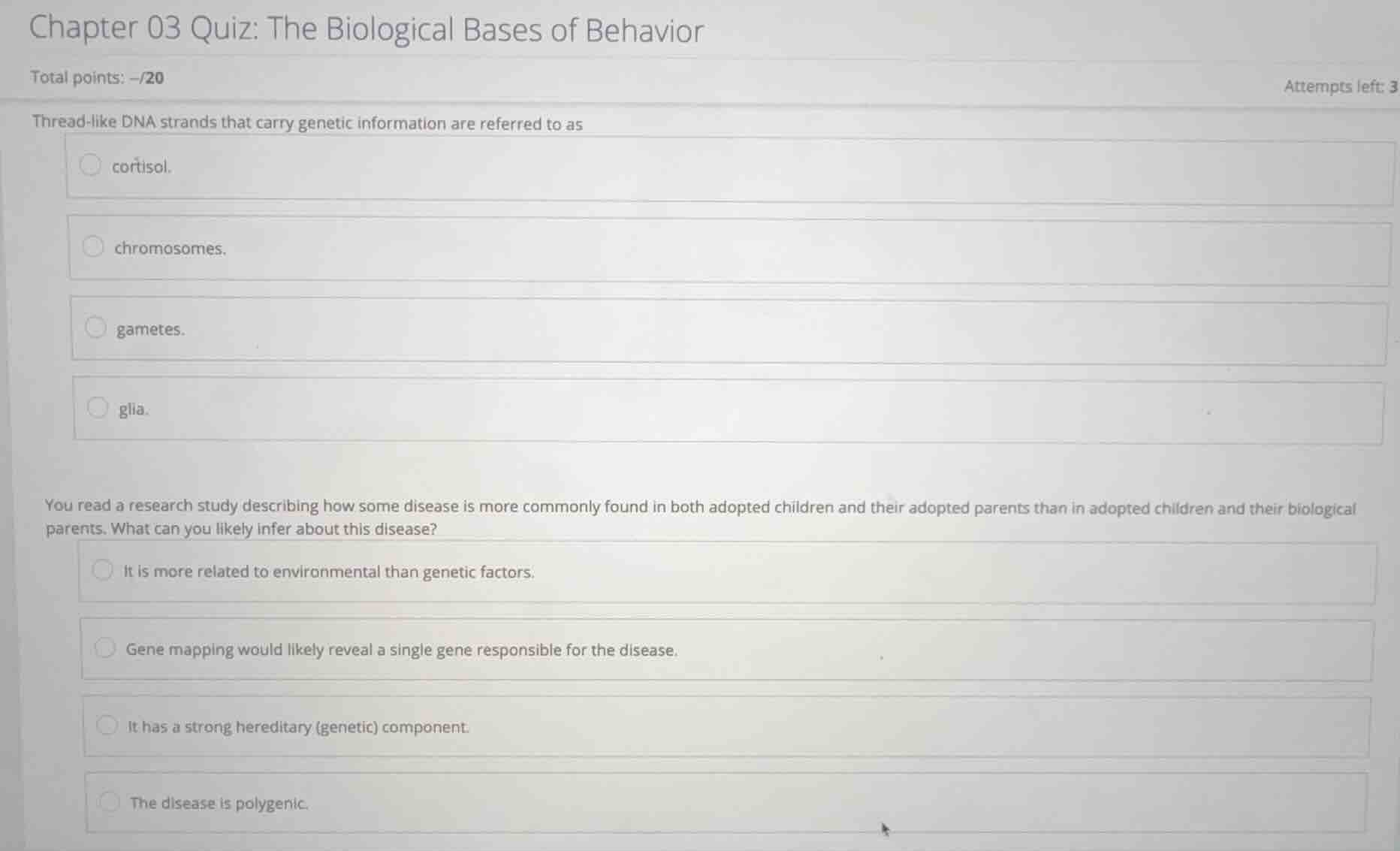 chapter 03 quiz: the biological bases of behavior total points: -/20 at…