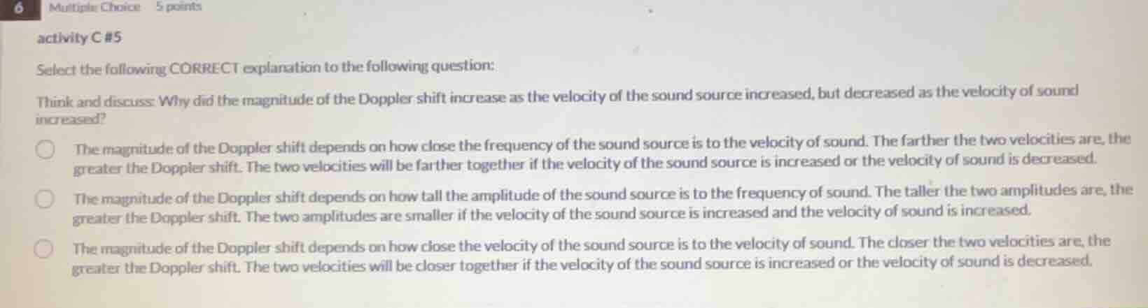 multiple choice 5 points activity c #5 select the following correct exp…