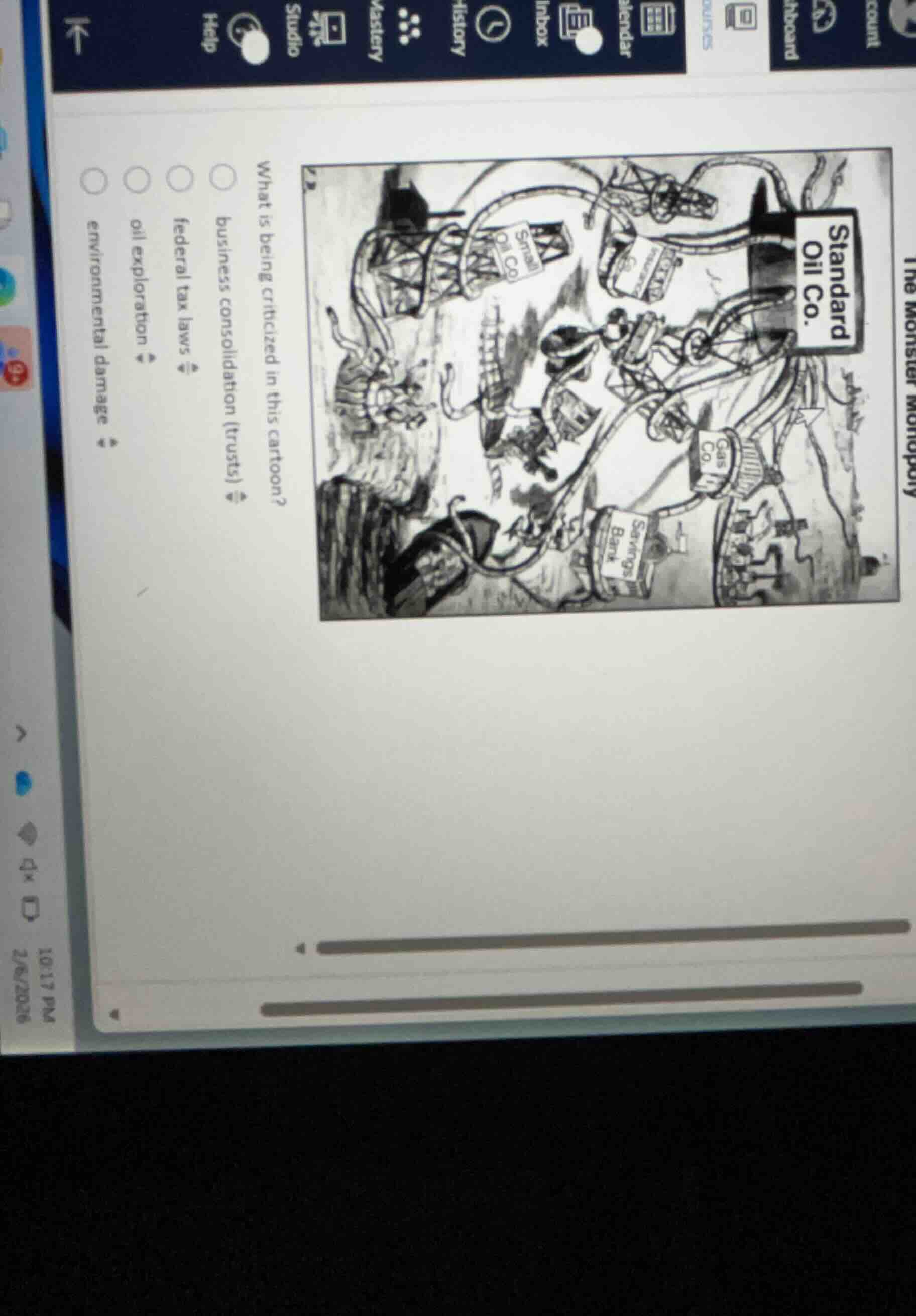 what is being criticized in this cartoon? business consolidation (trust…