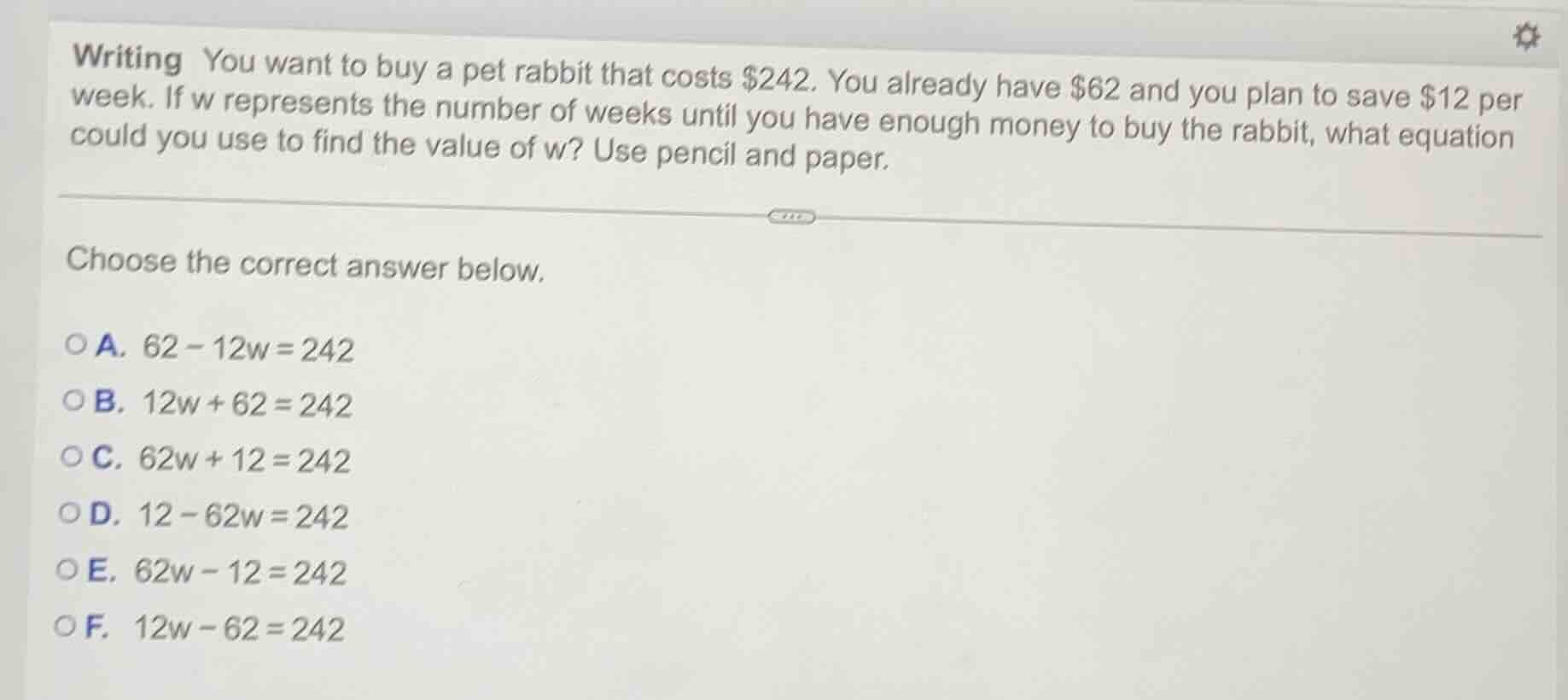 writing you want to buy a pet rabbit that costs $242. you already have …