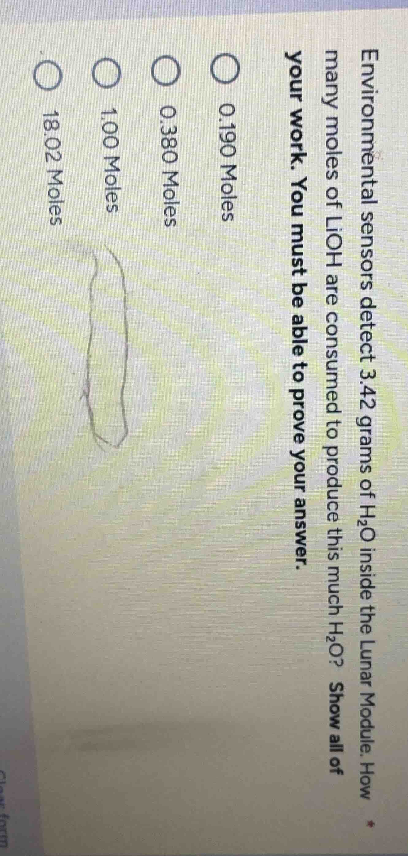 environmental sensors detect 3.42 grams of h₂o inside the lunar module.…