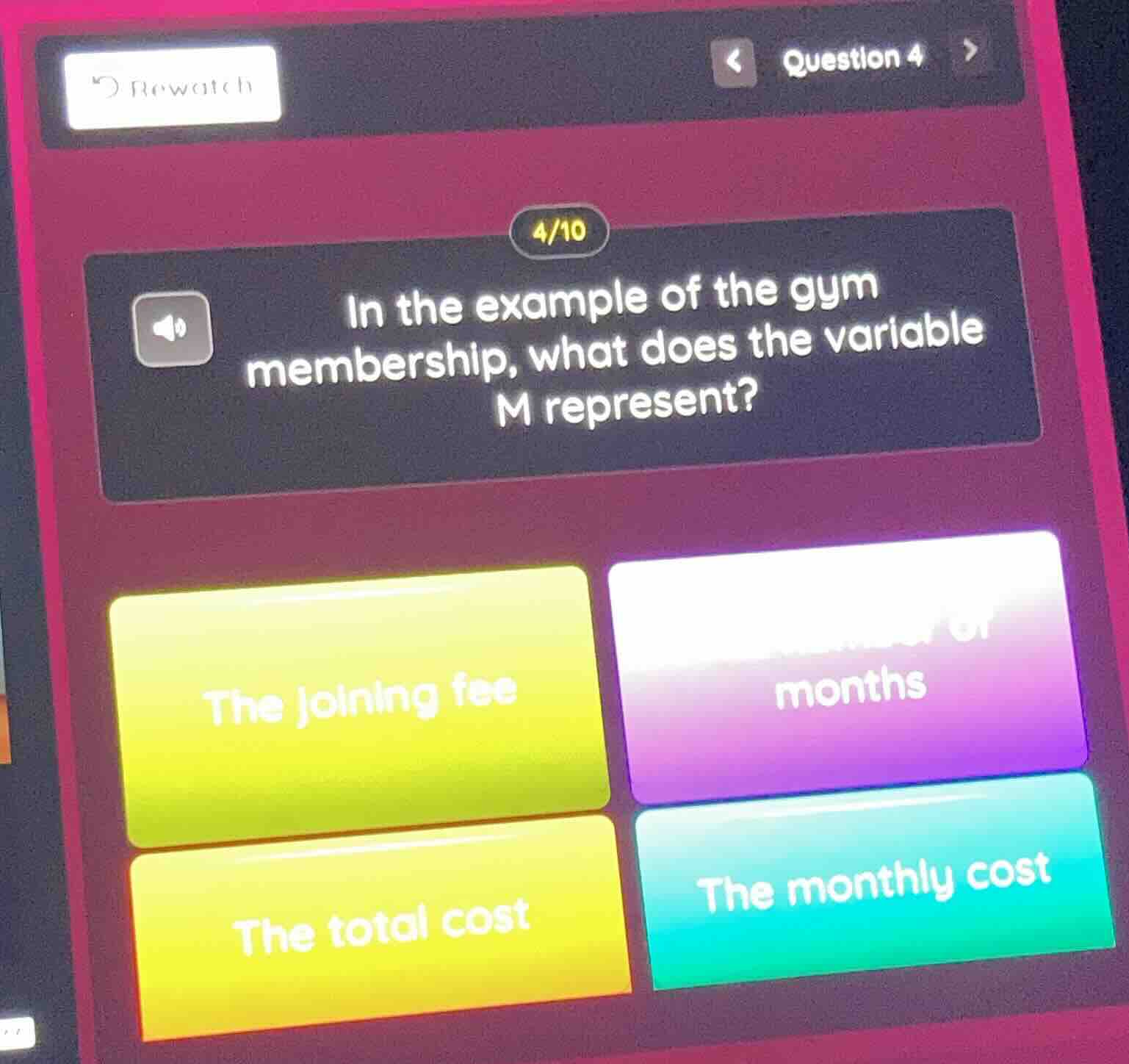 in the example of the gym membership, what does the variable m represen…