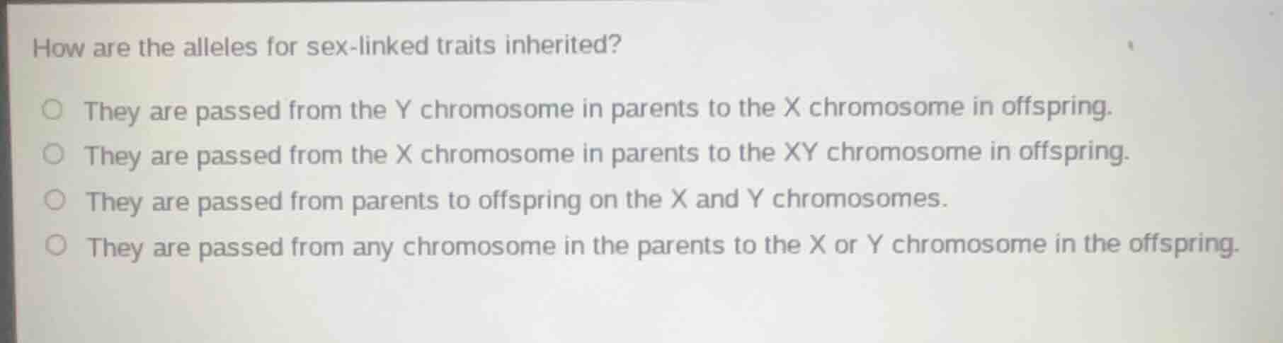 how are the alleles for sex - linked traits inherited? - they are passe…