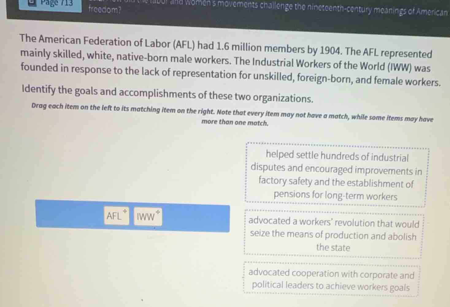 the american federation of labor (afl) had 1.6 million members by 1904.…