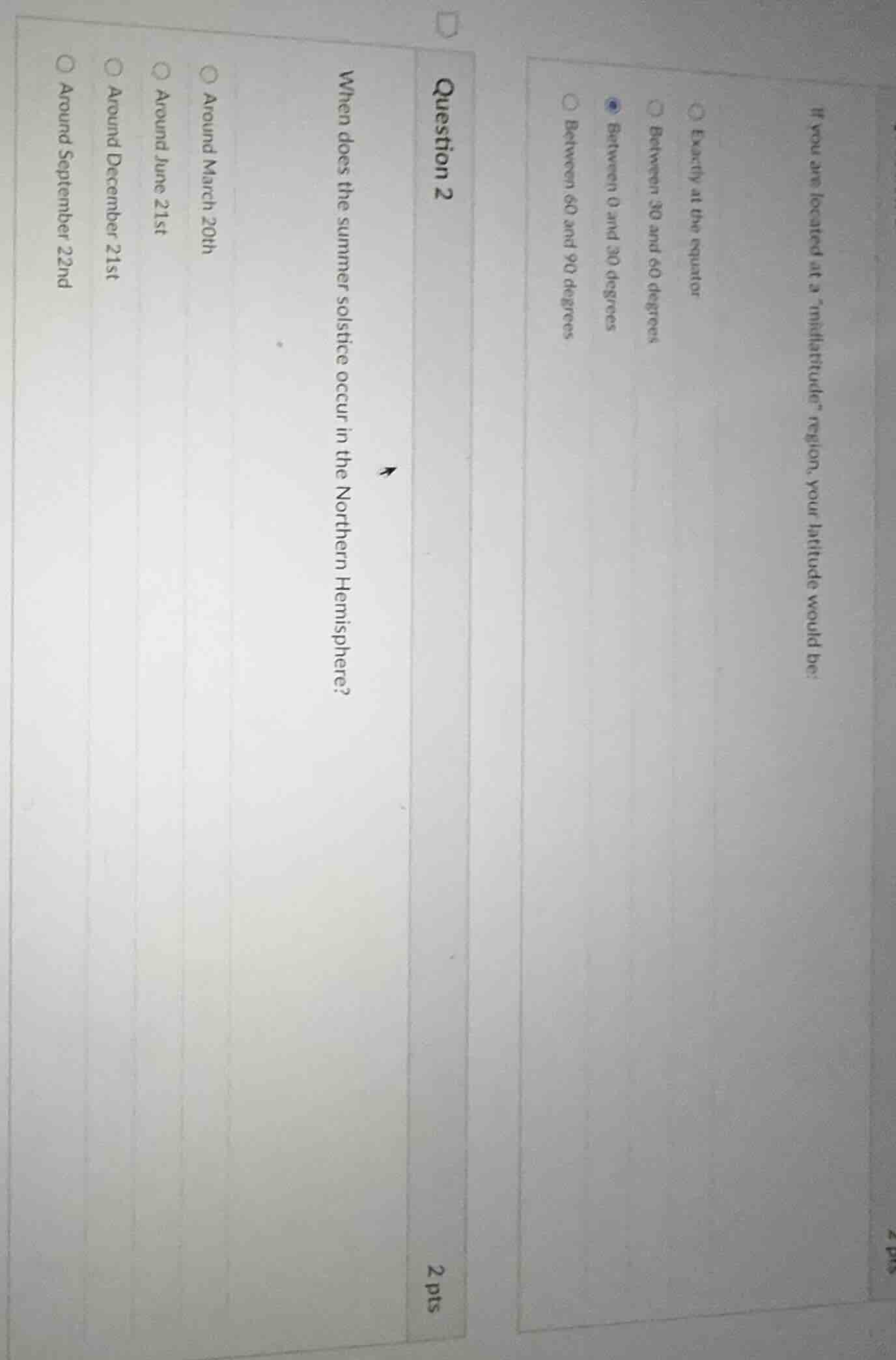 question 2 2 pts when does the summer solstice occur in the northern he…
