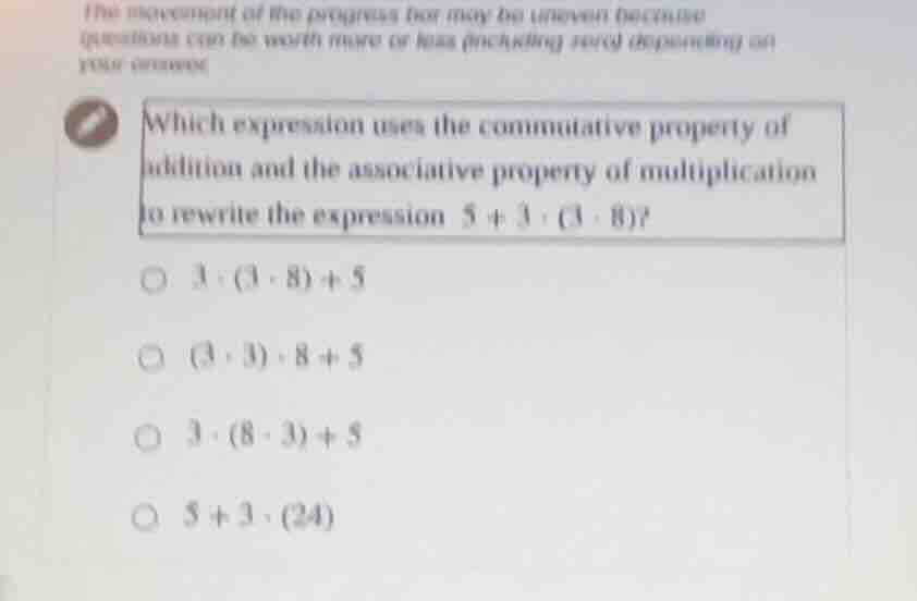 which expression uses the commutative property of addition and the asso…