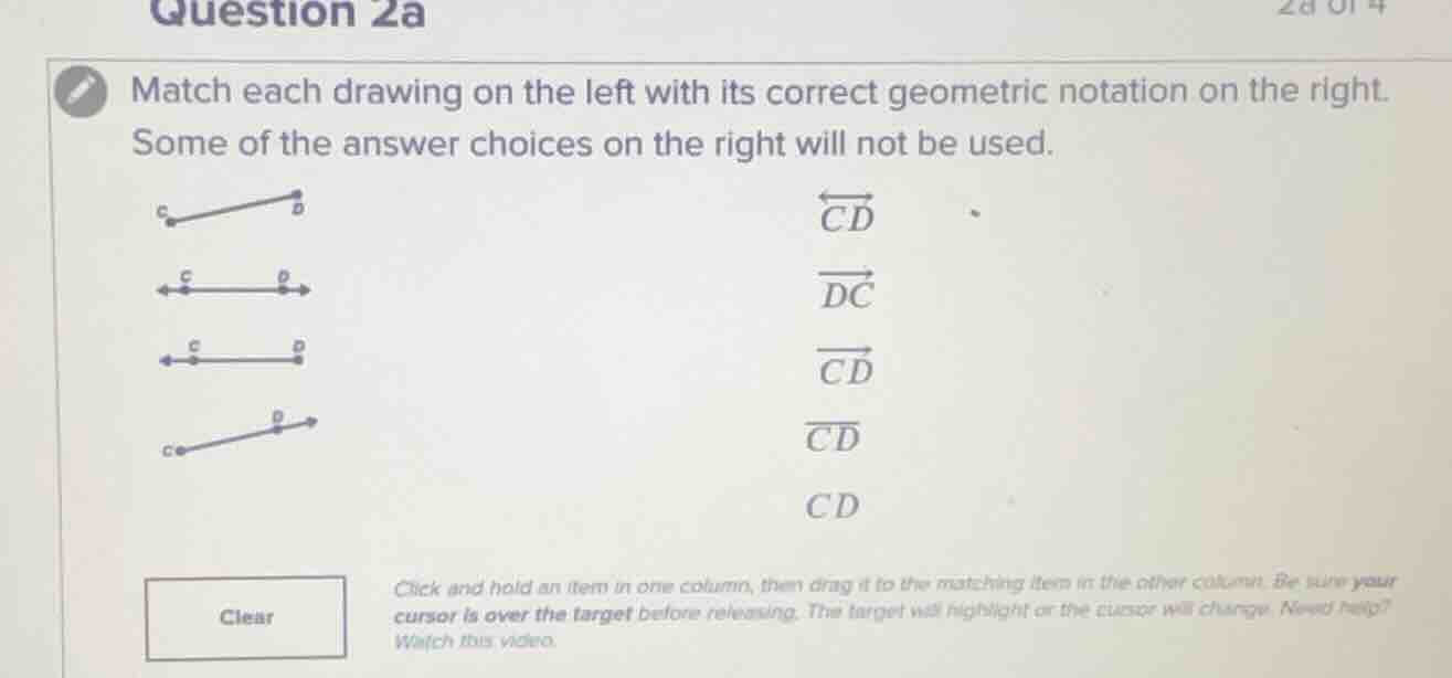 question 2a match each drawing on the left with its correct geometric n…