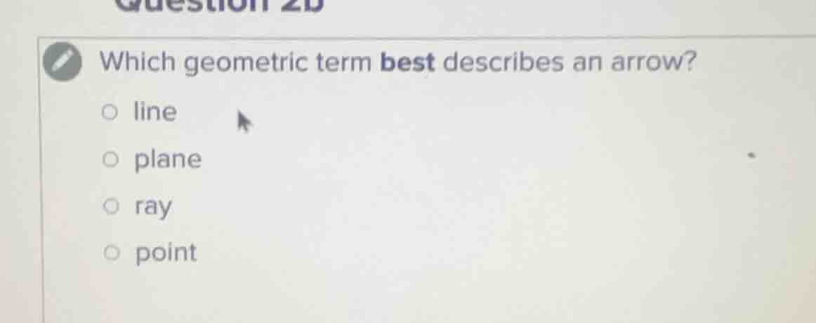 which geometric term best describes an arrow? line plane ray point