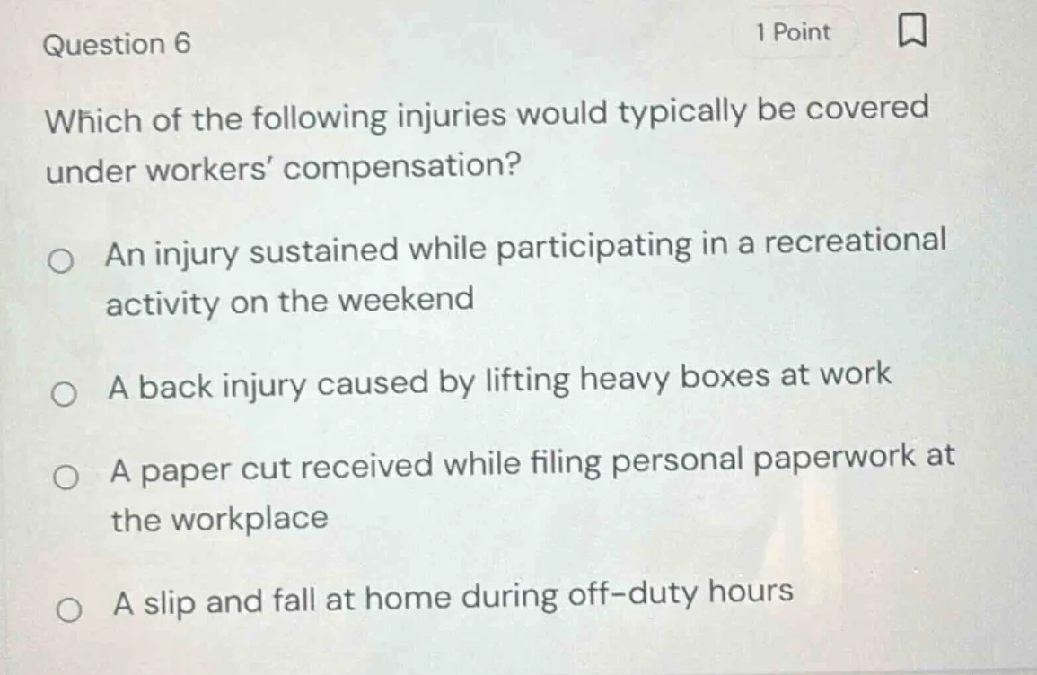 question 6 1 point which of the following injuries would typically be c…