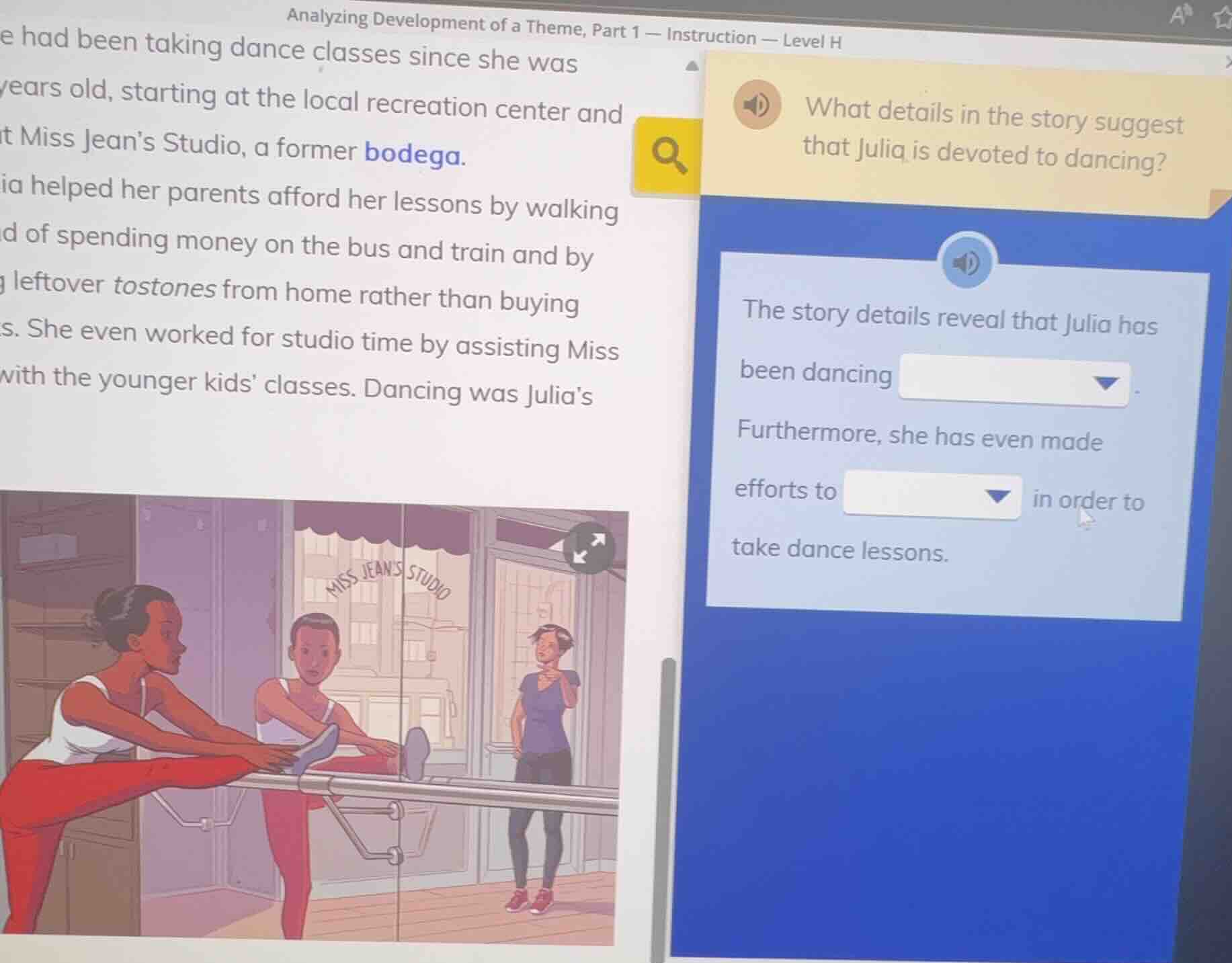 analyzing development of a theme, part 1 — instruction — level h e had …