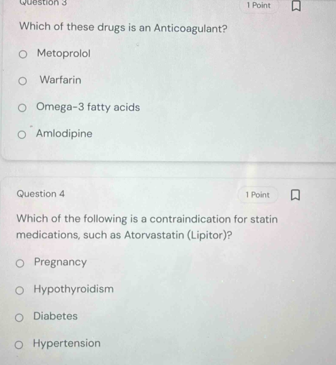 question 3 1 point which of these drugs is an anticoagulant? metoprolol…