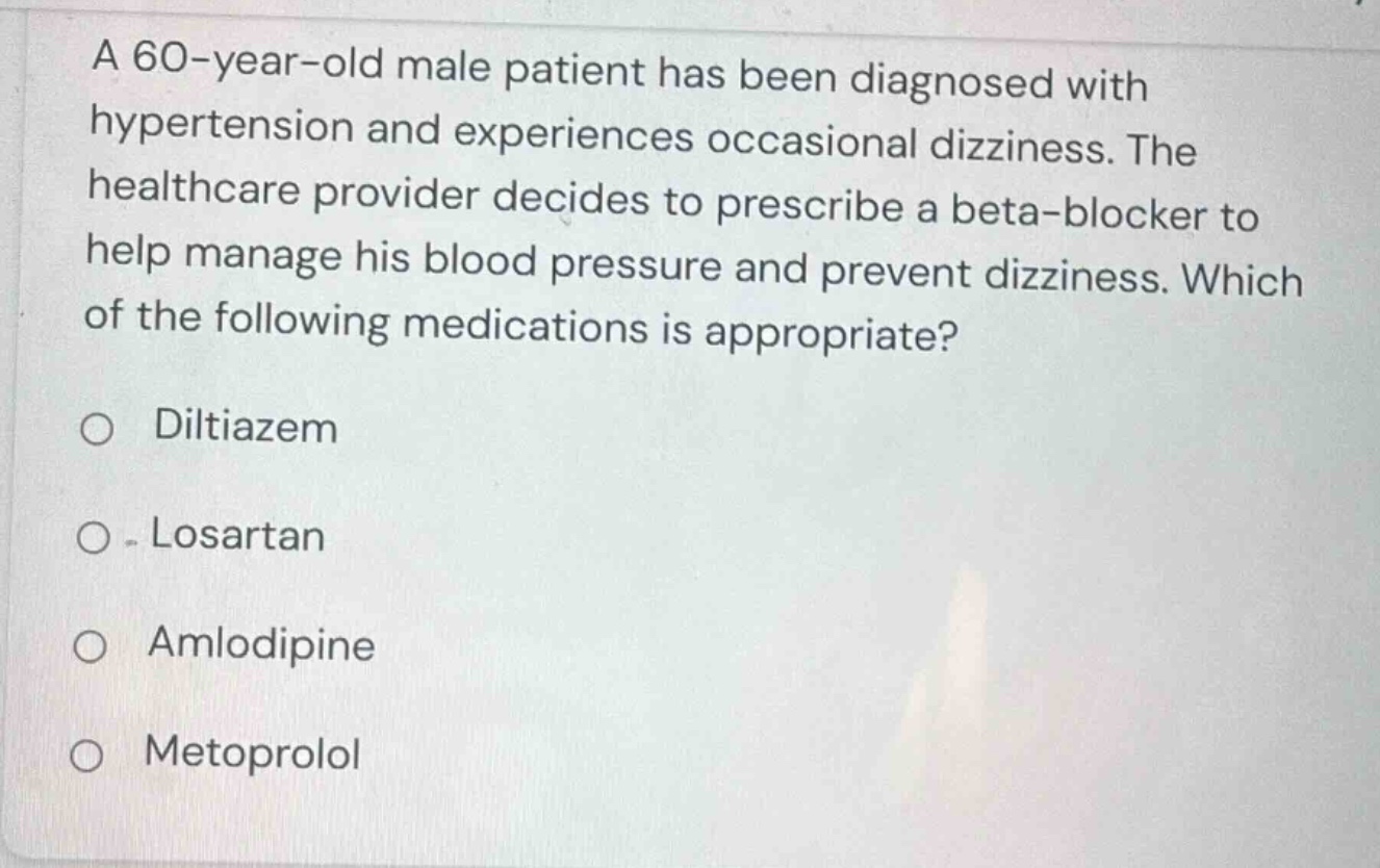 a 60-year-old male patient has been diagnosed with hypertension and exp…