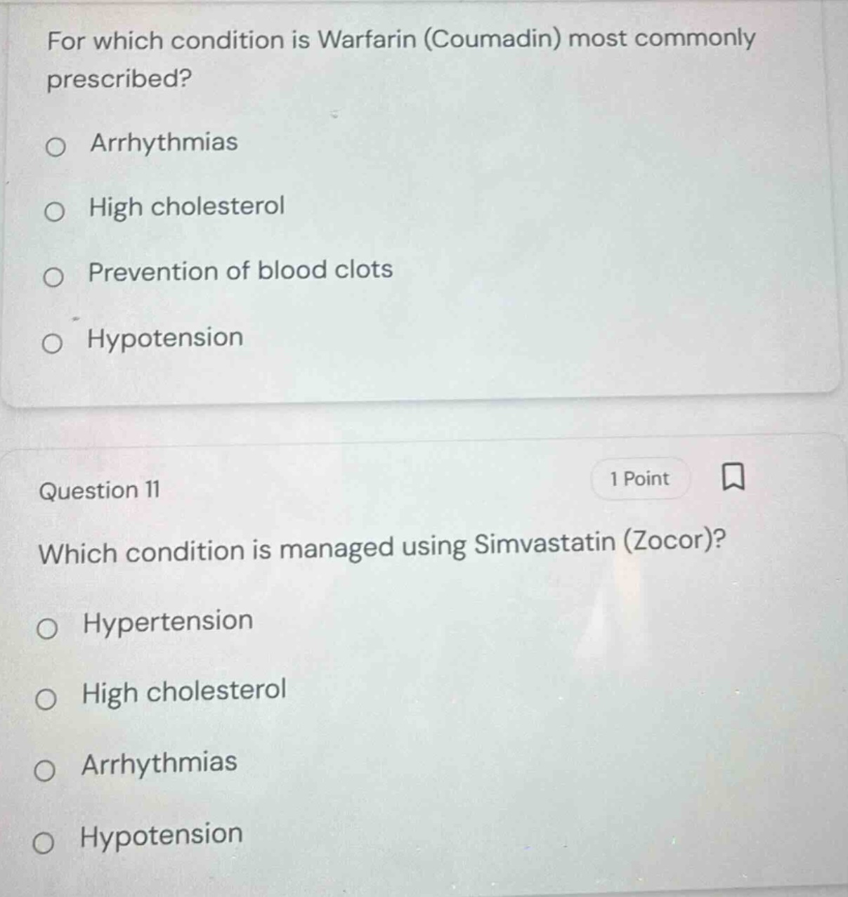 for which condition is warfarin (coumadin) most commonly prescribed? ○ …