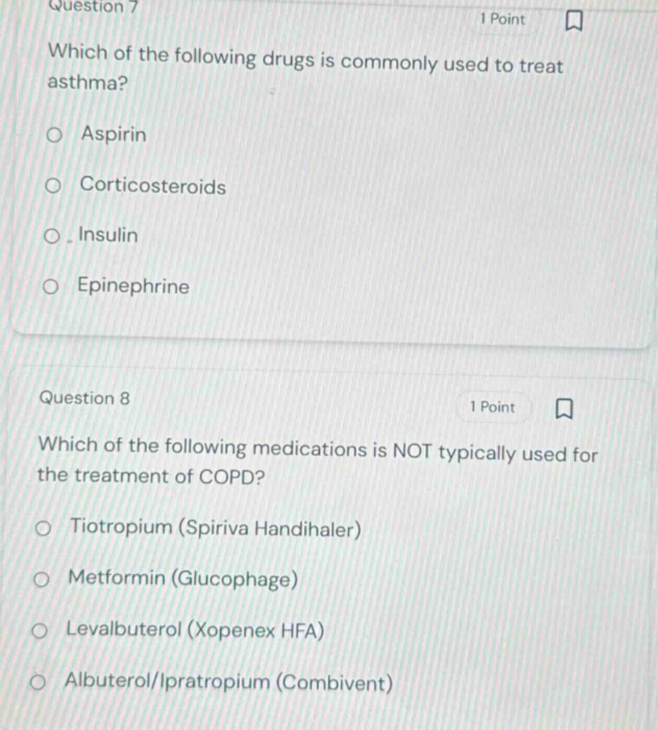 question 7 1 point which of the following drugs is commonly used to tre…