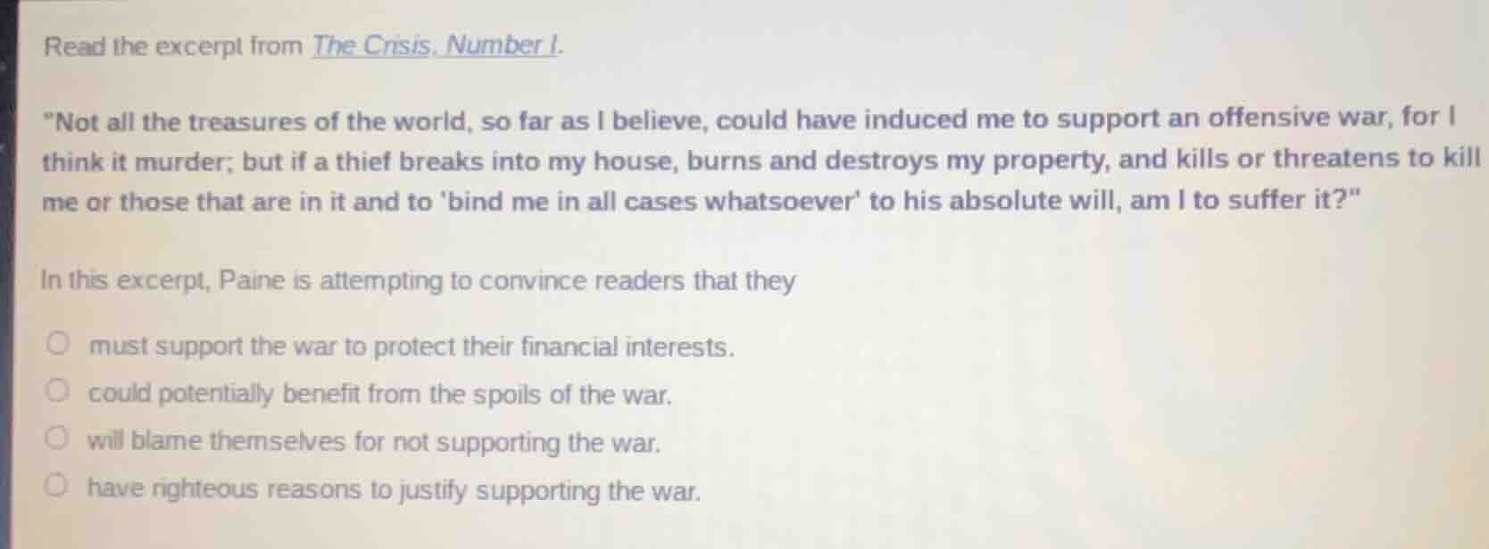 read the excerpt from the crisis, number 1. ot all the treasures of the…