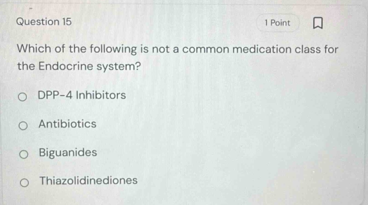 question 15 1 point which of the following is not a common medication c…