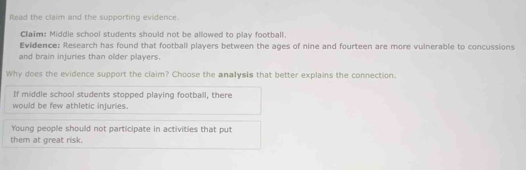 read the claim and the supporting evidence. claim: middle school studen…