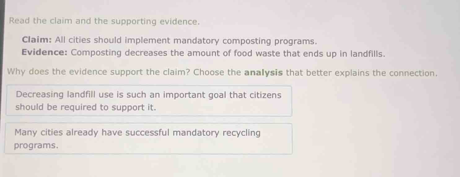 read the claim and the supporting evidence. claim: all cities should im…