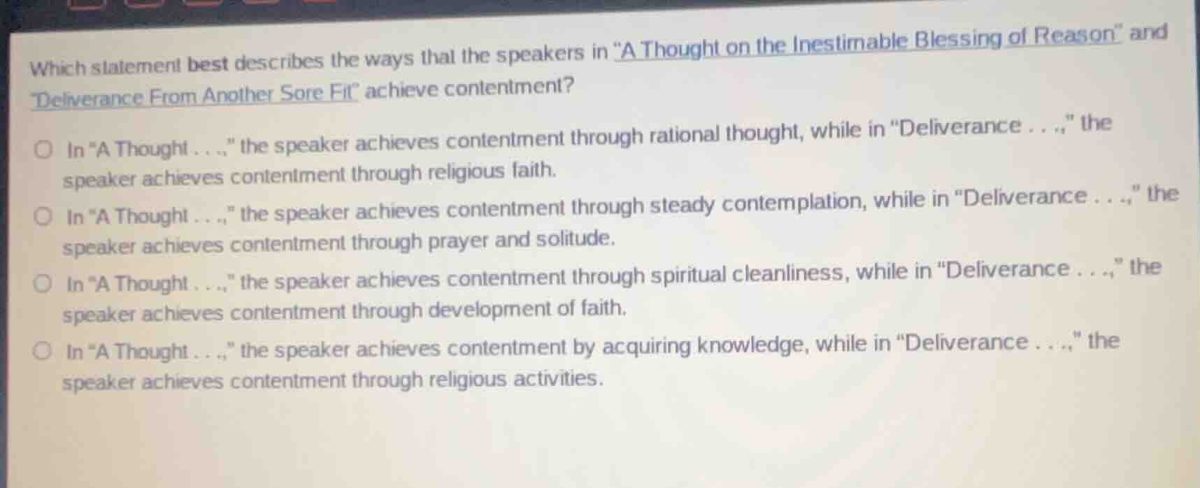 which statement best describes the ways that the speakers in \a thought…