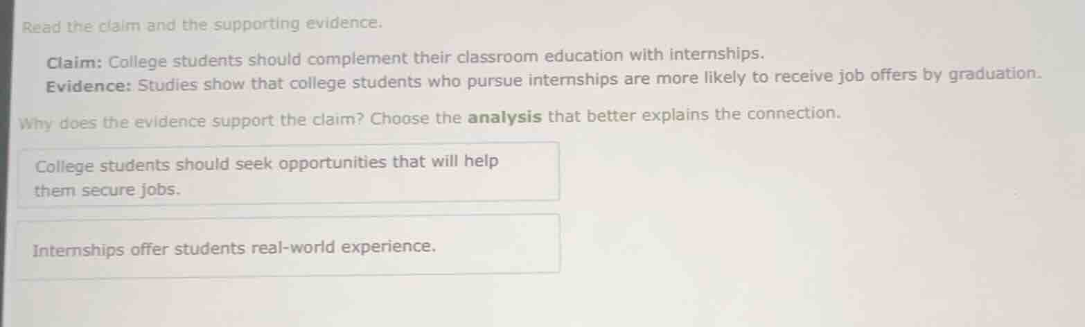 read the claim and the supporting evidence. claim: college students sho…