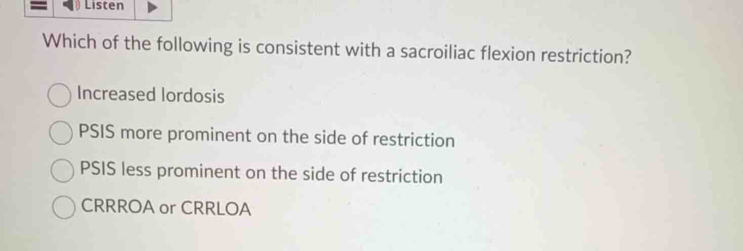which of the following is consistent with a sacroiliac flexion restrict…