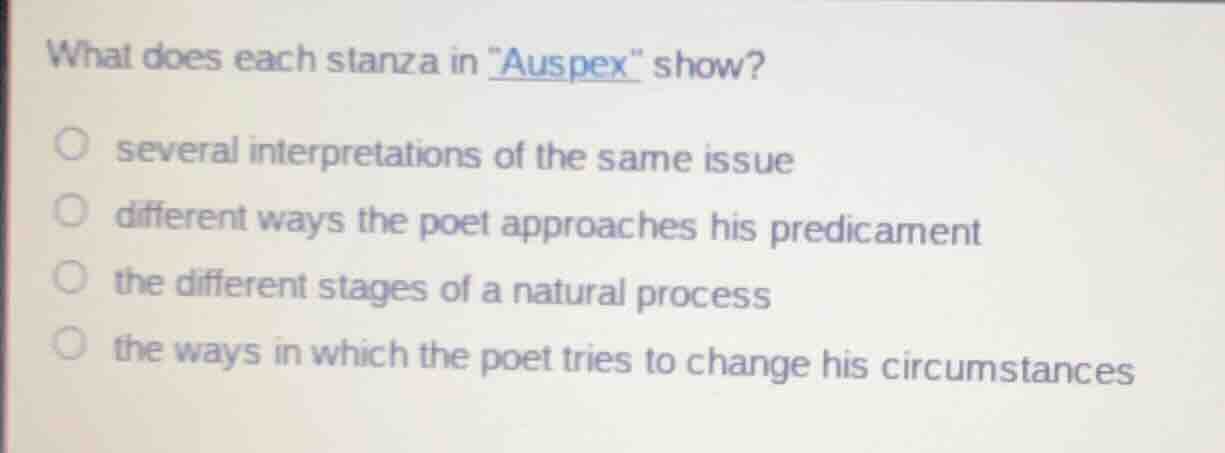 what does each stanza in \auspex\ show? several interpretations of the …
