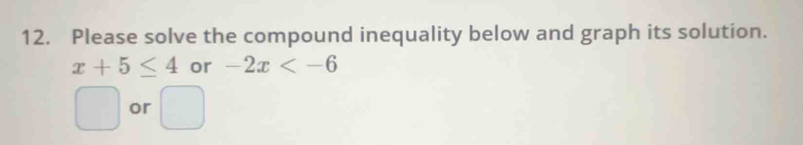 12. please solve the compound inequality below and graph its solution. …
