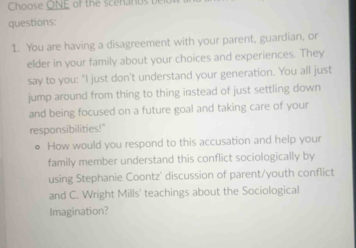 choose one of the scenarios below and questions: 1. you are having a di…