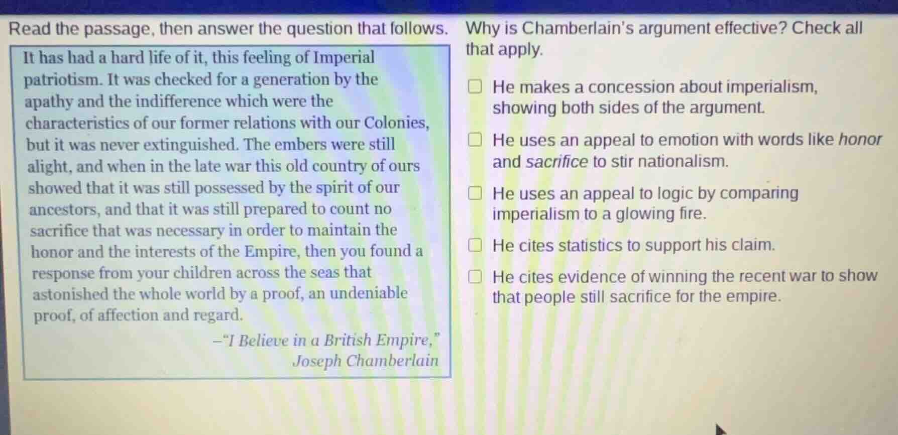 read the passage, then answer the question that follows. it has had a h…