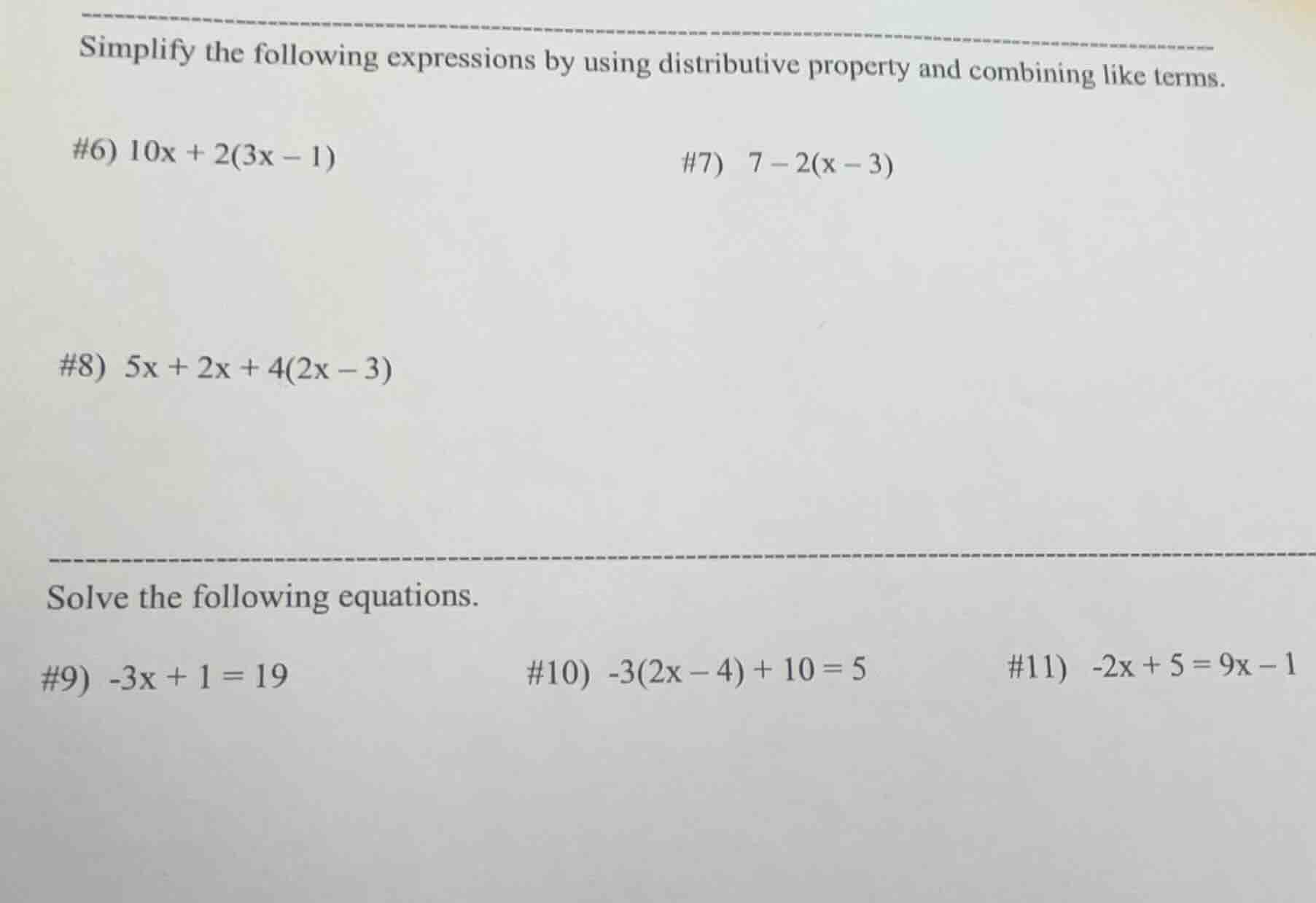 simplify the following expressions by using distributive property and c…
