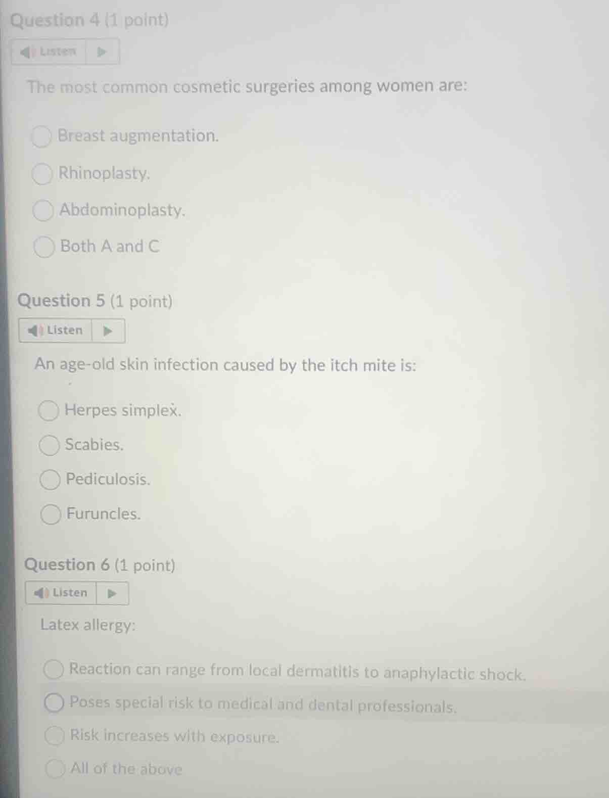question 4 (1 point) listen the most common cosmetic surgeries among wo…