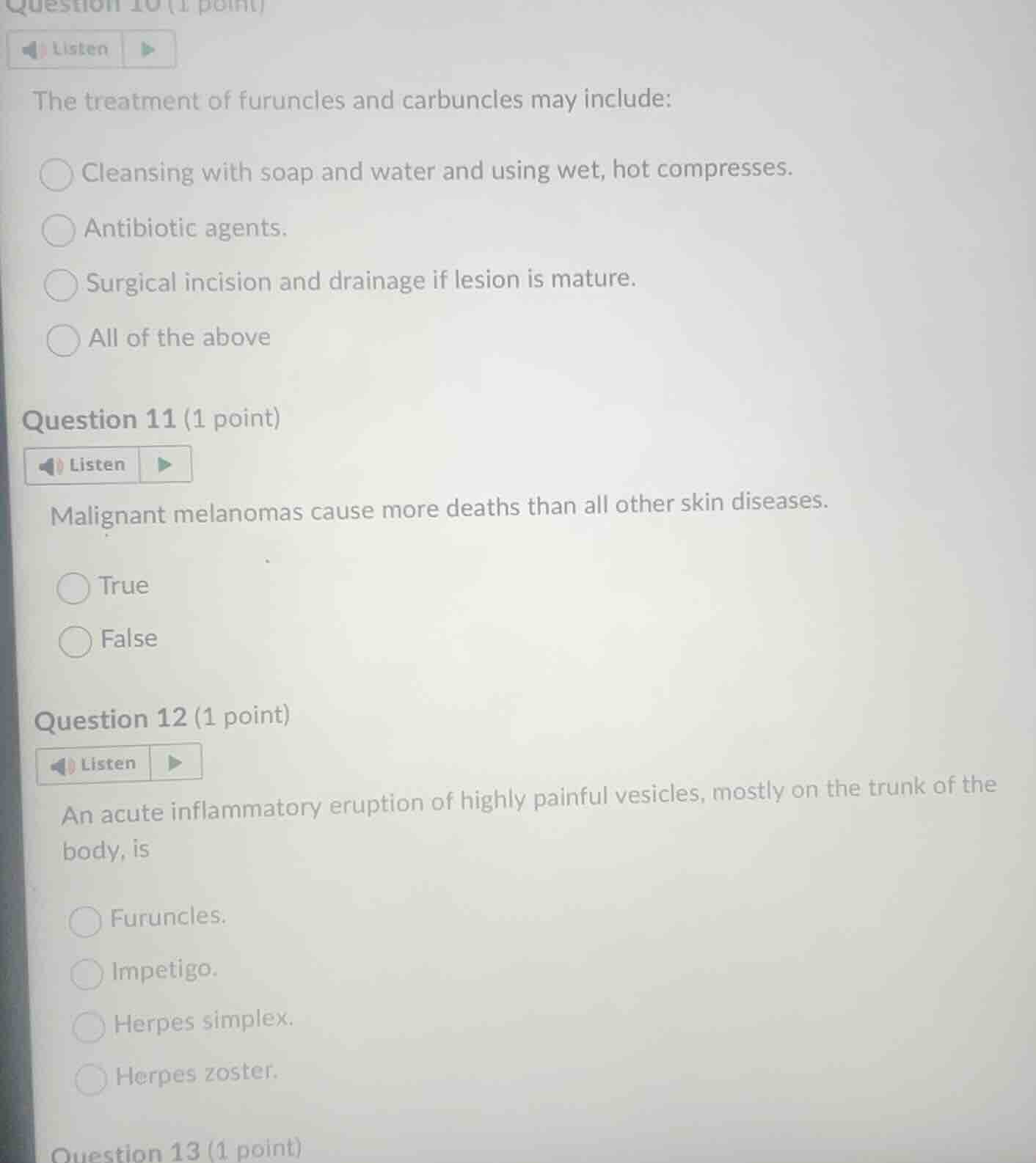question 10 (1 point) listen the treatment of furuncles and carbuncles …