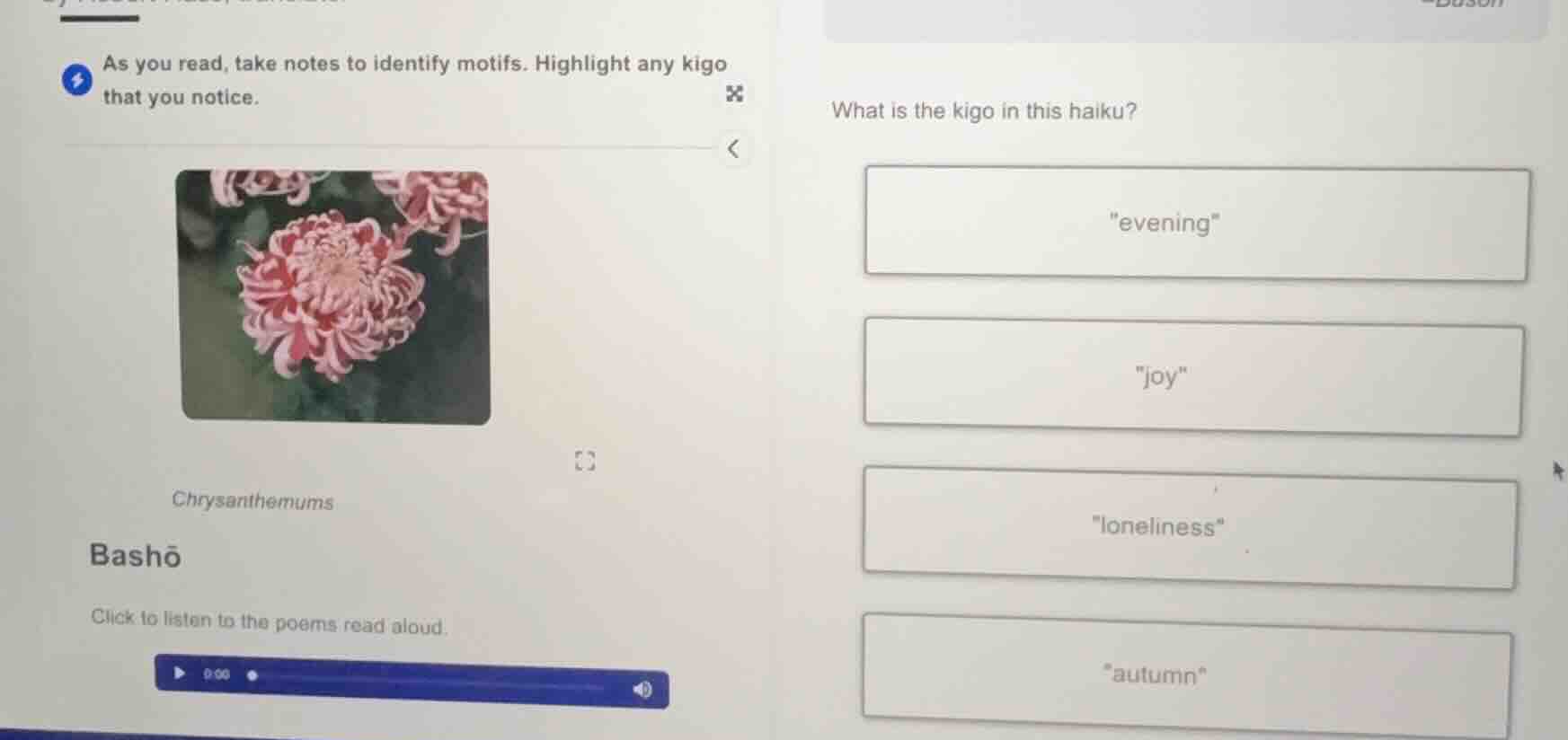 as you read, take notes to identify motifs. highlight any kigo that you…