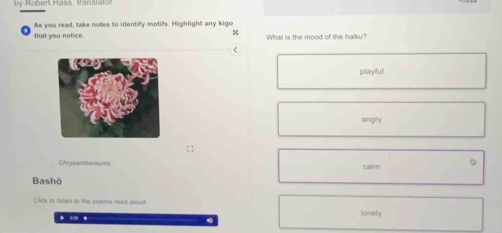 by robert hass, translator as you read, take notes to identify motifs. …