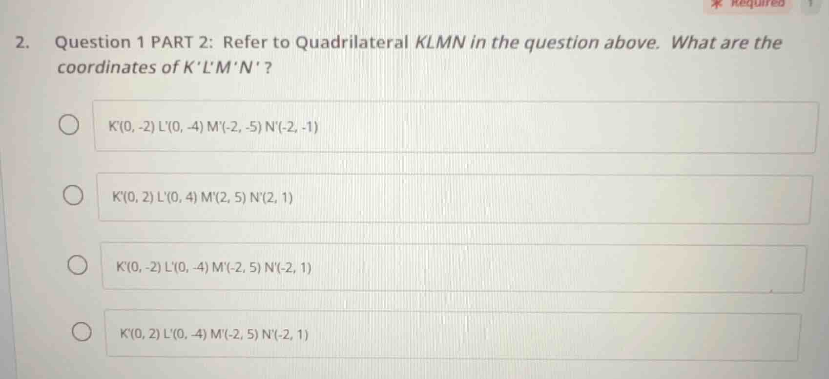 2. question 1 part 2: refer to quadrilateral klmn in the question above…