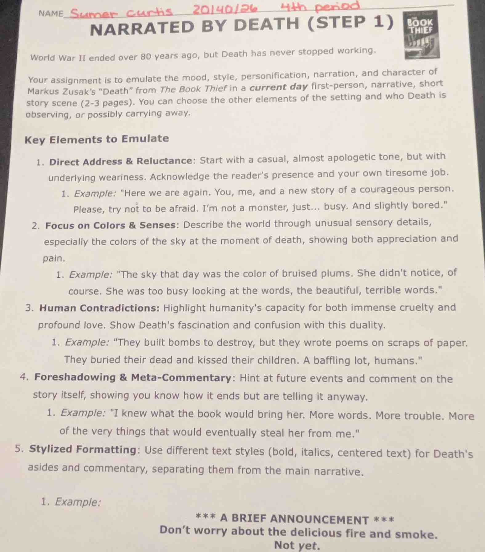 name sumer curtis 20140126 4th period narrated by death (step 1) world …