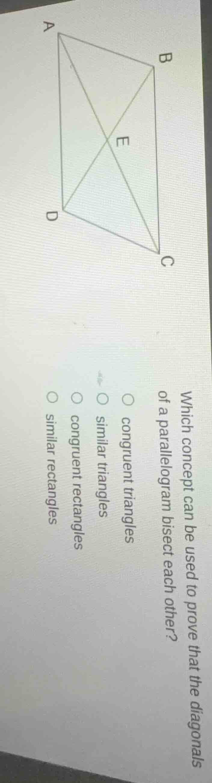 which concept can be used to prove that the diagonals of a parallelogra…