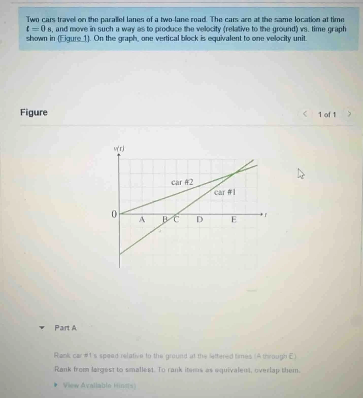 two cars travel on the parallel lanes of a two - lane road. the cars ar…